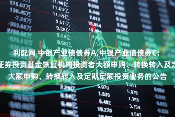 利配网 中银产业债债券A,中银产业债债券C: 关于中银产业债债券型证券投资基金恢复机构投资者大额申购、转换转入及定期定额投资业务的公告
